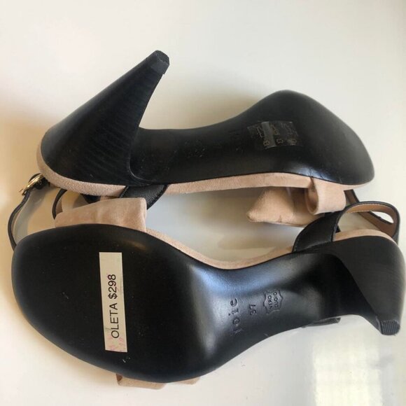 NWT JOIE Oleta Sandal Cream Suede Bow & Black Leather Ankle Strap 7 MSRP $298 - Picture 5 of 6